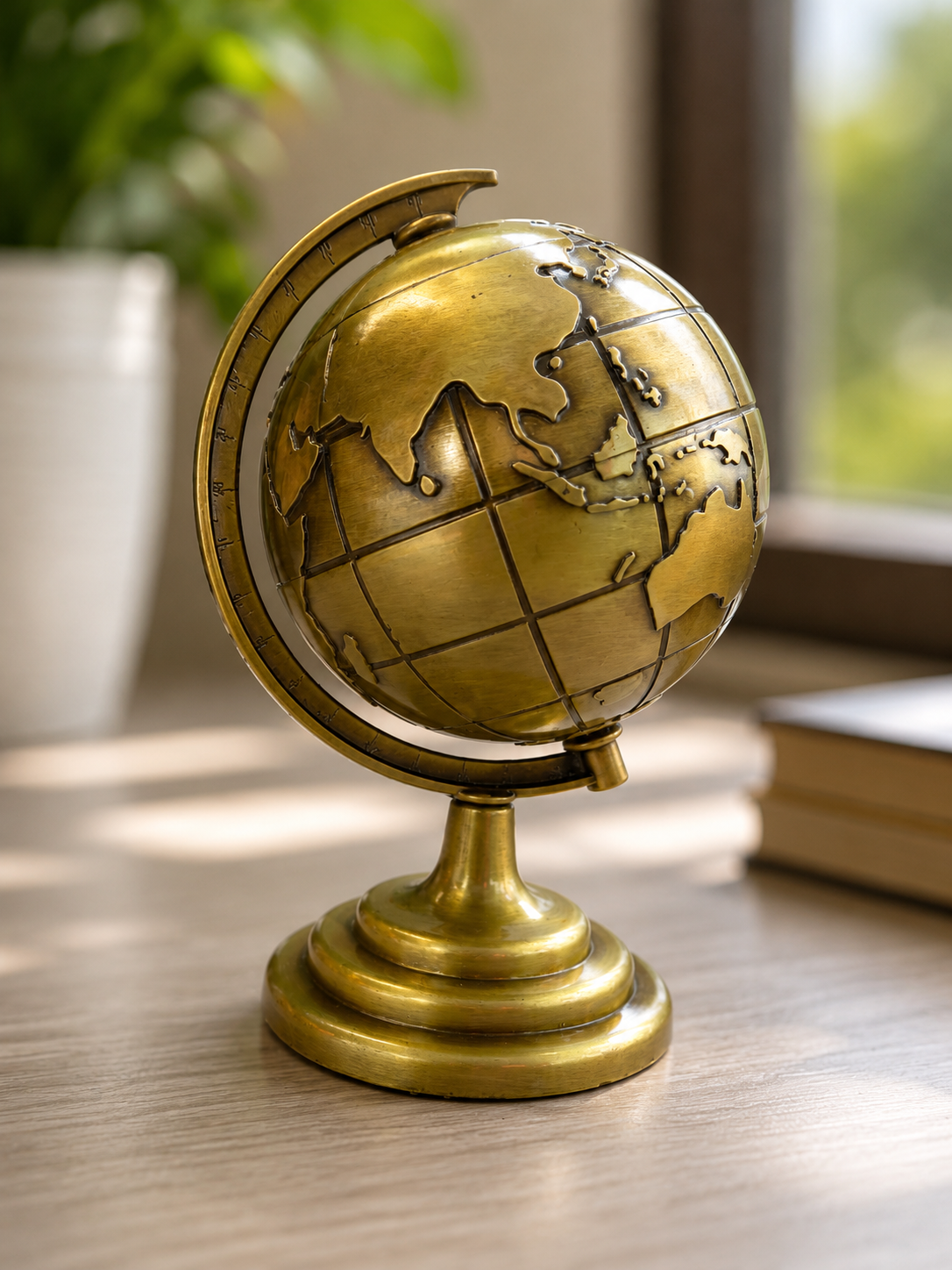 Vintage Antique Golden World Globe Showpiece – Home & Office Table Decor