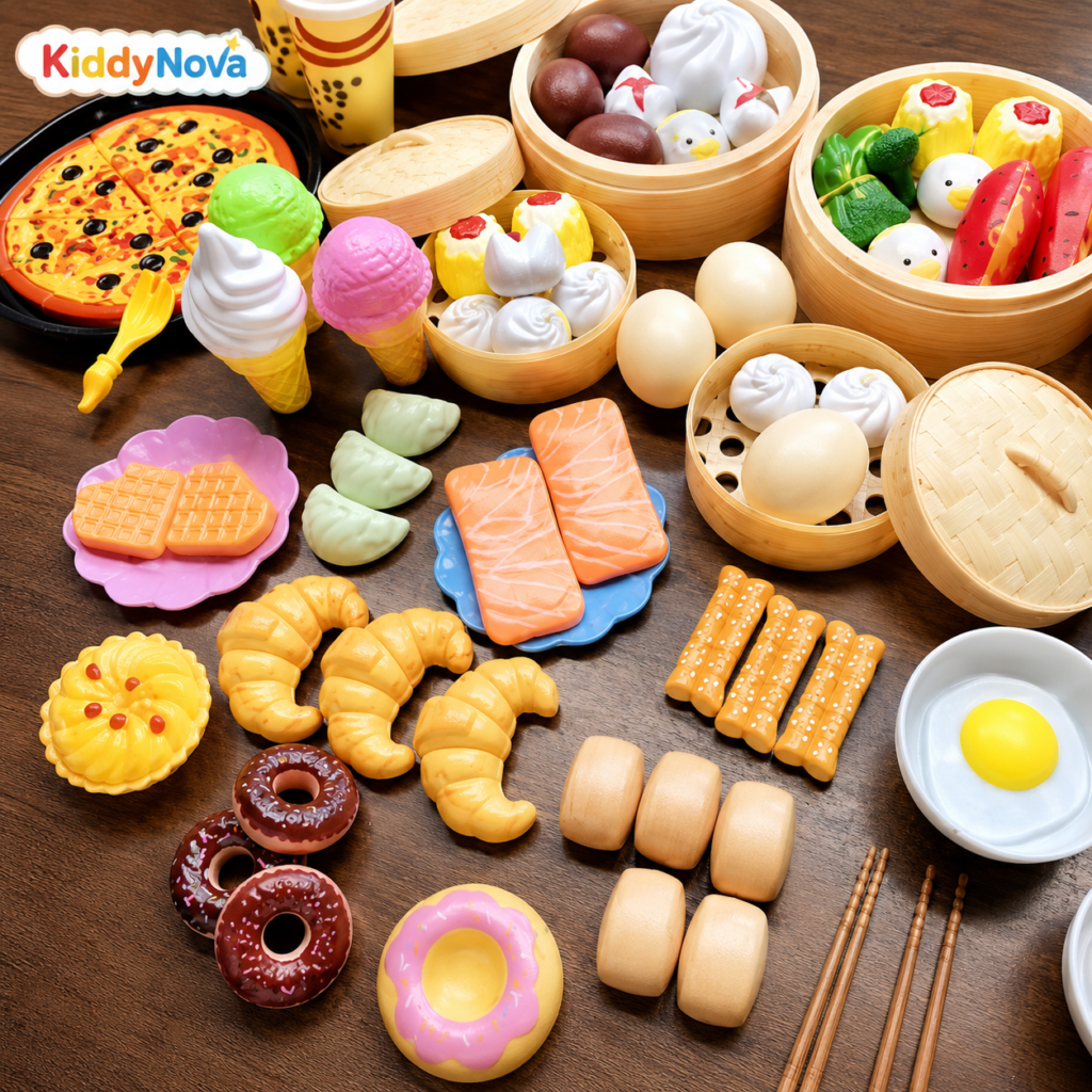 kids pretend play kitchen toy – ৮২ পিসের pretend-play food ও kitchen toy set